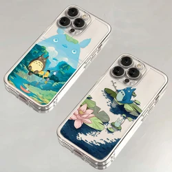 Cute cartoon Phone Case For T-T-Totoros iPhone 16 15 14 13 12 11 Mini Pro Max X XR XSMax 7 8 Plus SE20 Transparent Cover