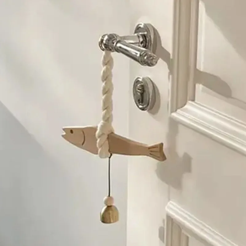 1pc Lightweight Wooden Fish Car Ornament Hangable with Bell Pollack Door Pendant Ultra-thin Fish Wall Art Bedroom