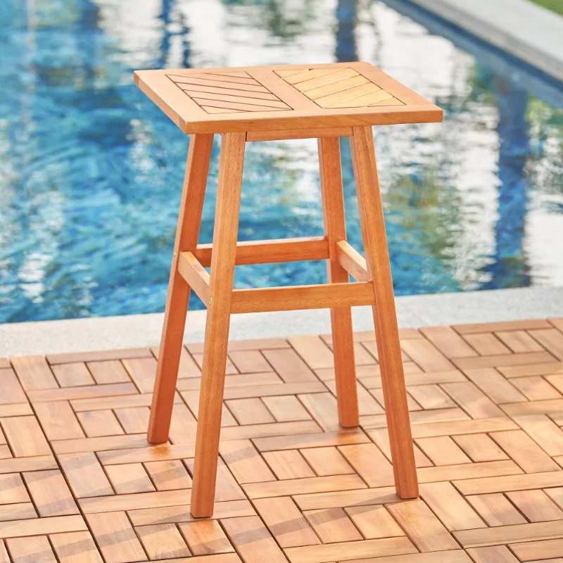 Taburete de comedor de madera de eucalipto miel para exteriores, taburete de Bar para Patio para todo tipo de clima, para jardín, piscina, muebles de exterior, regalo