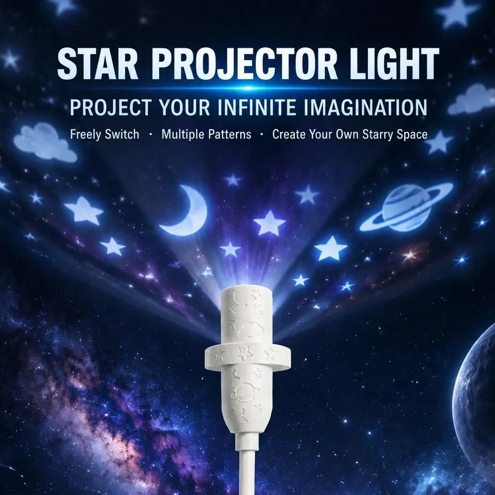 Mini USB Projector Light  15 Starry Sky Projector Patterns  Creative Night Light Bedroom Car Atmosphere Lights Holiday Gift