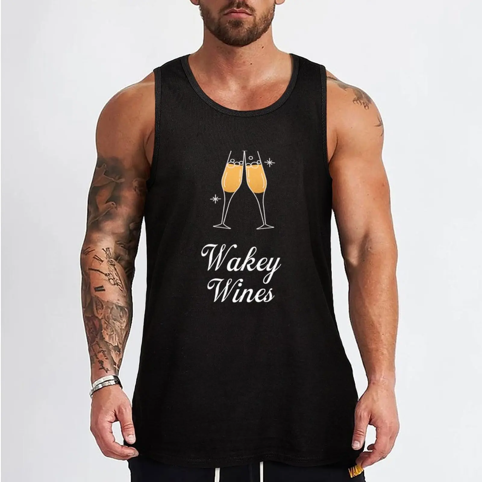 Wakey wines- Toasting Tank Top gym clothes men bodybuilding men clothes vest for men bodybuilding t shirt