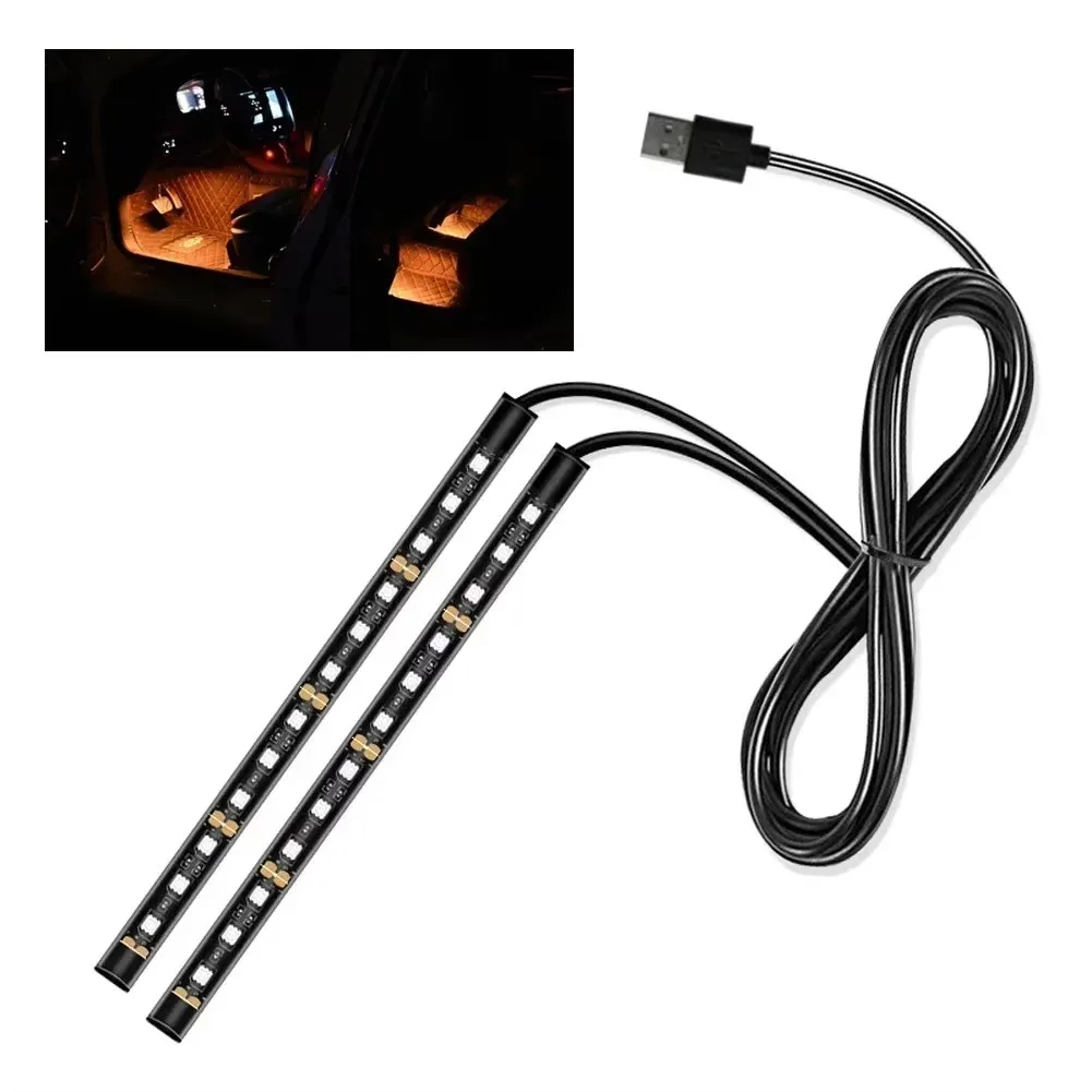 

Car Interior LED Foot Light Strip 24 LEDs USB Operated Decorative Atmosphere Signal Lamp for Dashboard and Floor