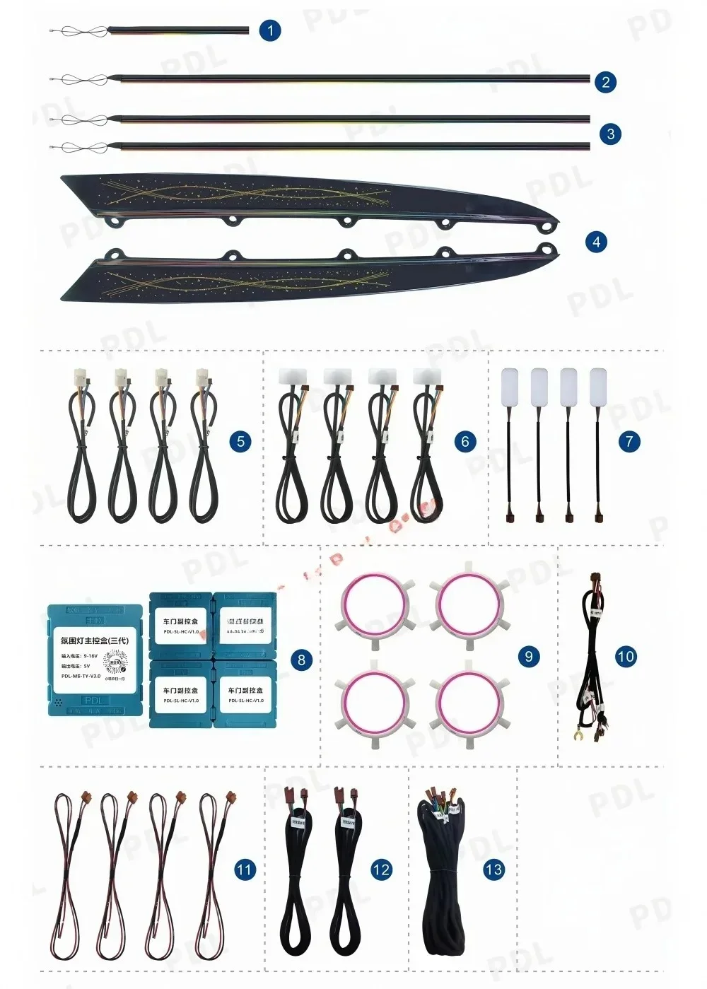 64 لون LED مصباح لتهيئة الجو لتويوتا يارس 2014 + الإضاءة الداخلية المحيطة للسيارات ترقية ضوء القدم