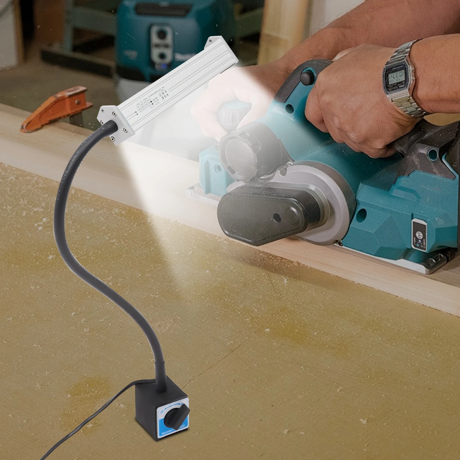 Lampada da lavoro magnetica a LED con base magnetica flessibile a collo di cigno IP67 Lampada per attrezzi da negozio impermeabile per presse da trapano per macchine da cucire