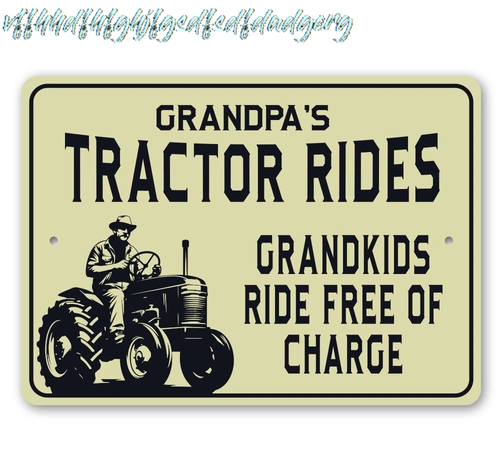 Tractor Ride Sign, Grandpas Tractor, Tractor Decor Retro Vintage Wall Plaque Vintage Metal Signs 8