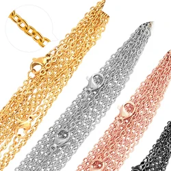 10pcs/lot Stainless Steel Link Black Rose Gold Plated Chains Necklaces DIY Jewelry Cuban Chains Suit Wholesale Bulk