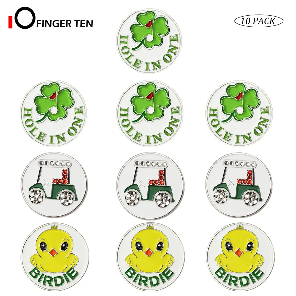 10 Pack Assorted Patterns Golf Ball Markers Fits All Magnetic Golf Tools Value Set Alloy Soft Enamel Technique Drop Shipping