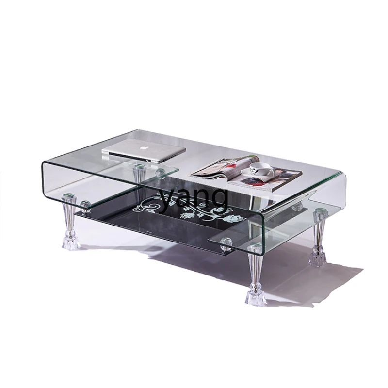 

LXL Glass Coffee Table Rectangular Mini Apartment Table Office Home Creative