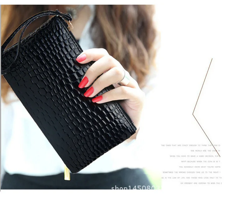 1PC Women PU Clutch Long Casual Wallet Litchi Grain Coin Purse Female Bag Wrist Bags Zipper Phone Pocket Credit Card Holder