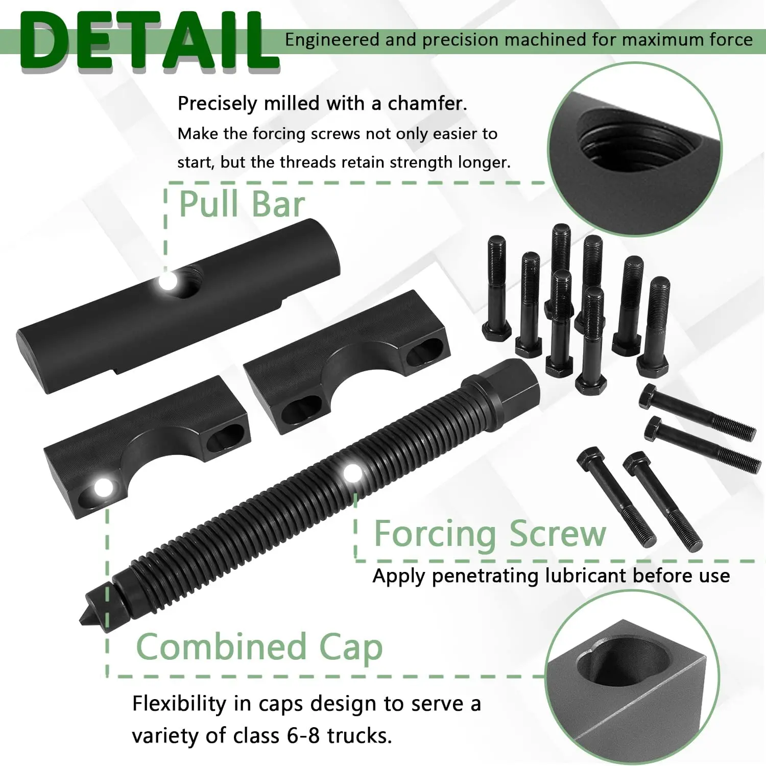 10803 Heavy-Duty Yoke Puller Kit Semi Truck Yoke Remover Tool for Commercial Trucks for Class 6-8 Trucks Use 1inch Impact Tool