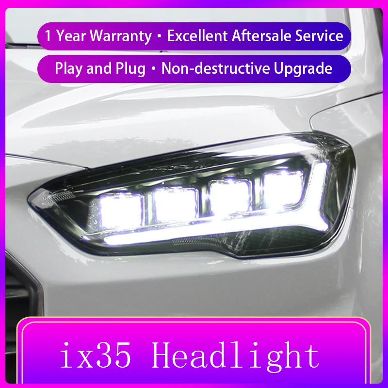 Vehicles Accessories For Hyundai IX35 2018-2020 New Tucson Front Light DRL Head Lamp Car Turn Signal Upgrade LED Headlight Lens