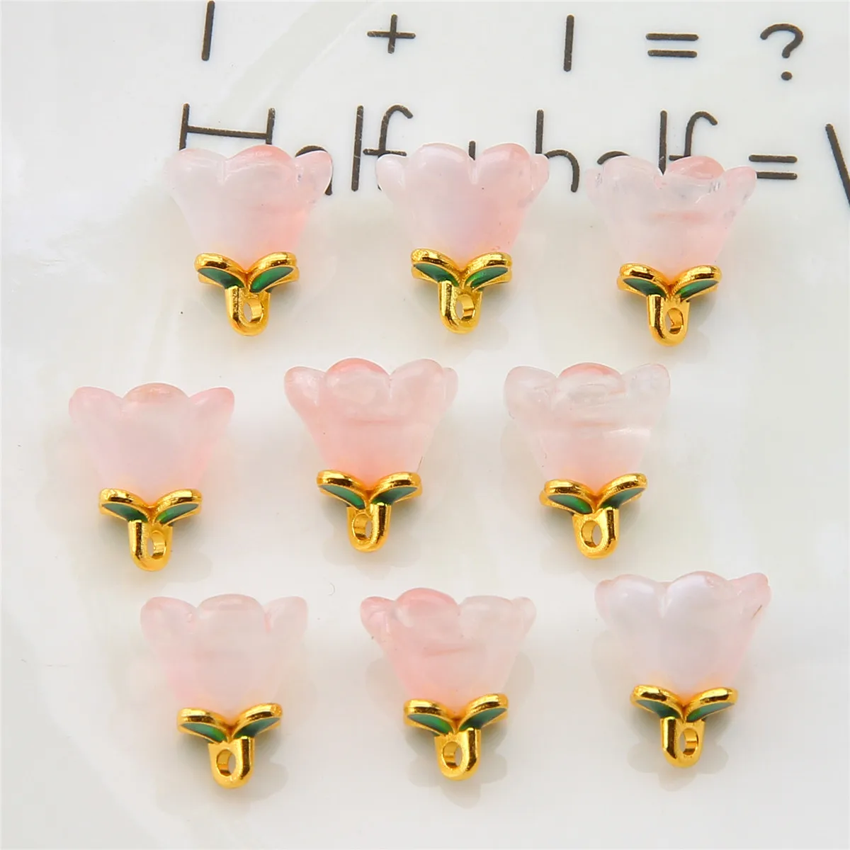 10pcs alloy glass peach strawberry pendant glass string bracelet necklace earrings paired with DIY ancient style clothing pendan