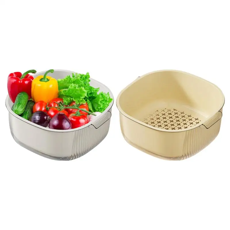 

Rice Washer Strainer Bowl Multifunctional Rice Washer Bowl For Household Hollow Thickened Food Strainers Portable Strainer Bowl