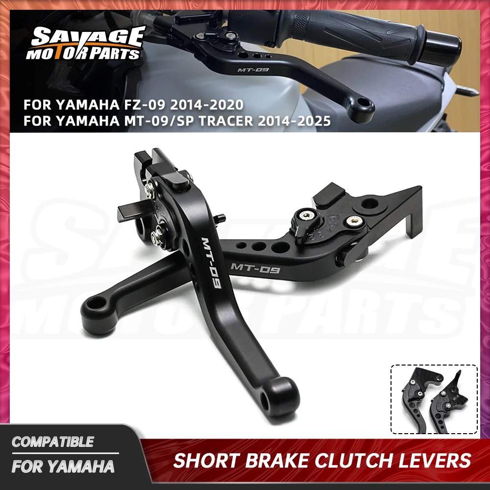 MT09 2025 Short Clutch Brake Levers For Yamaha MT-09 Tracer FZ-09 2014+ Motorcycle Accessories Adjustable Front Control Handles
