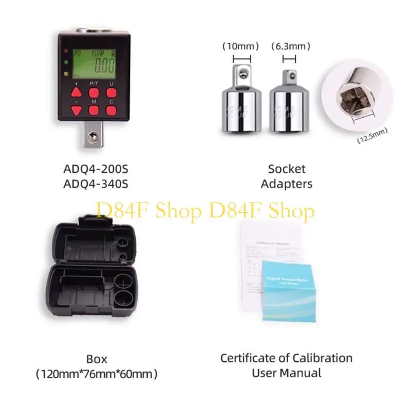 D84F Adjustable Torque Meter Digital Torque Adapter for Various Applications Suitable for DIY Enthusiasts and Engineers
