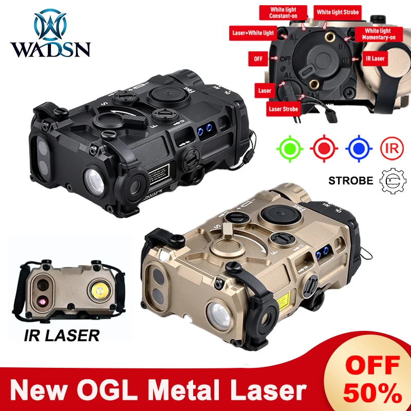 

WADSN Full-Metal OGL IR Flashlight Strobe White LED Light Red Green Blue Dot Laser Hunting Scout Lamp Eote ogl Spotlight Zeroing