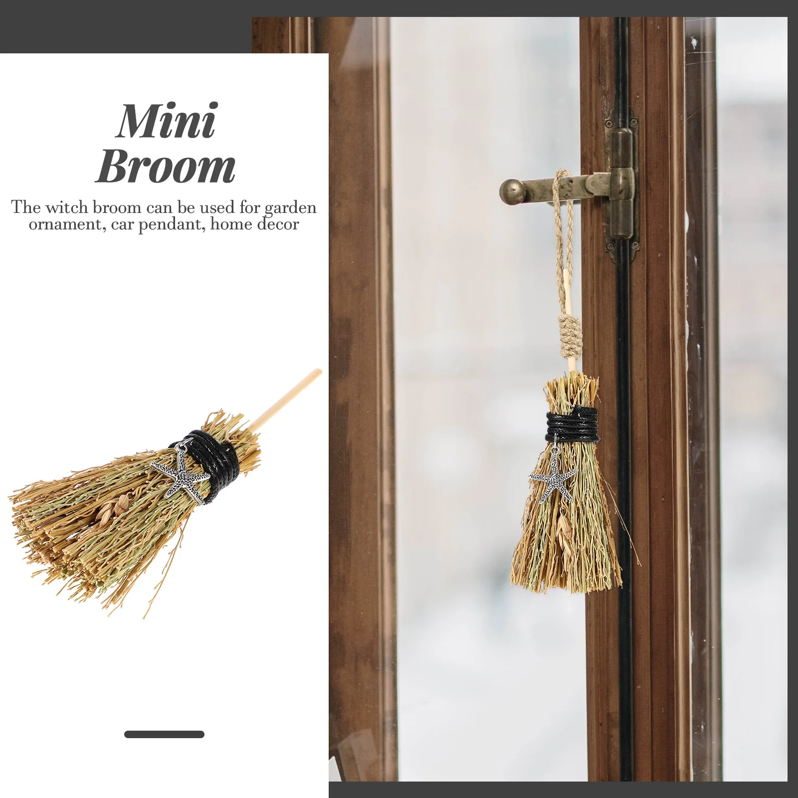 

Decoration Mini Broom Pendant Small Halloween Decorations Carved Witches Brooms Branch