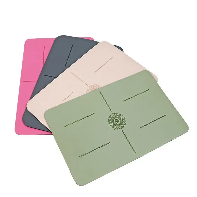 Non-slip Alignment Yoga Mat with Lotus OM Pattern for Adults, Portable Exercise Home Gym, Fitness, Pilates, Workout