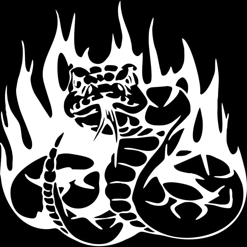 Car Sticker Snake Snake Reptile Predator Flame PVC Car Decoration Accessories Sticker Waterproof Sunscreen Black/white,15cm*15cm