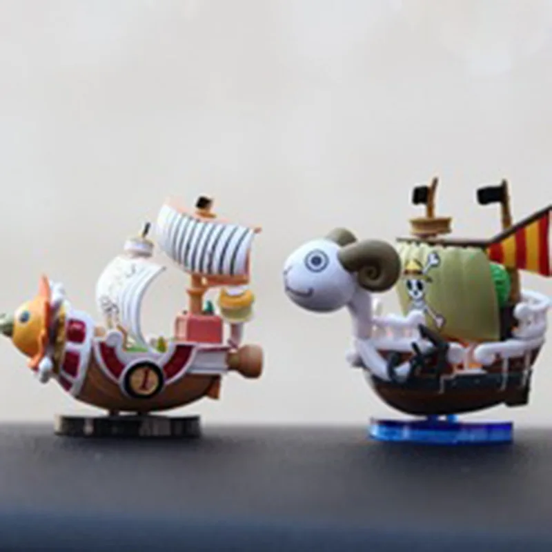 Cartoon Q Version ONE PIECE Action Figures Car Ornaments Monkey D Luffy Sanji Zoro Car Interior Decoration Model Thousand Sunny