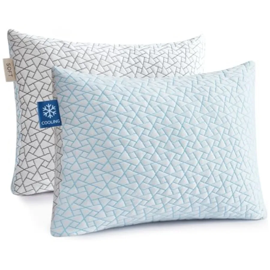 

Cooling Pillow for Sleeping Adjustable Shredded Memory Foam Bed Pillow, Queen Size Set of 2 with Ice Cover, Breathable and Supp