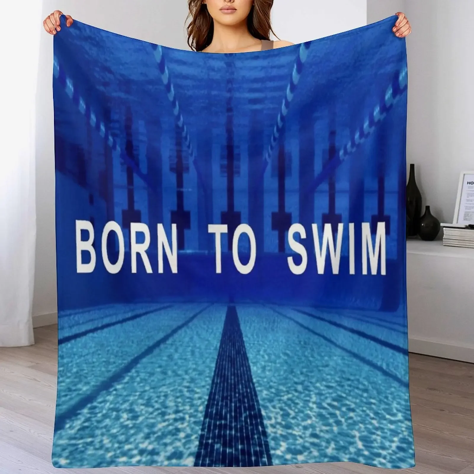 Swimming Inspirational Quote Throw Blanket Compact Warm Blanket for Car Road Trip