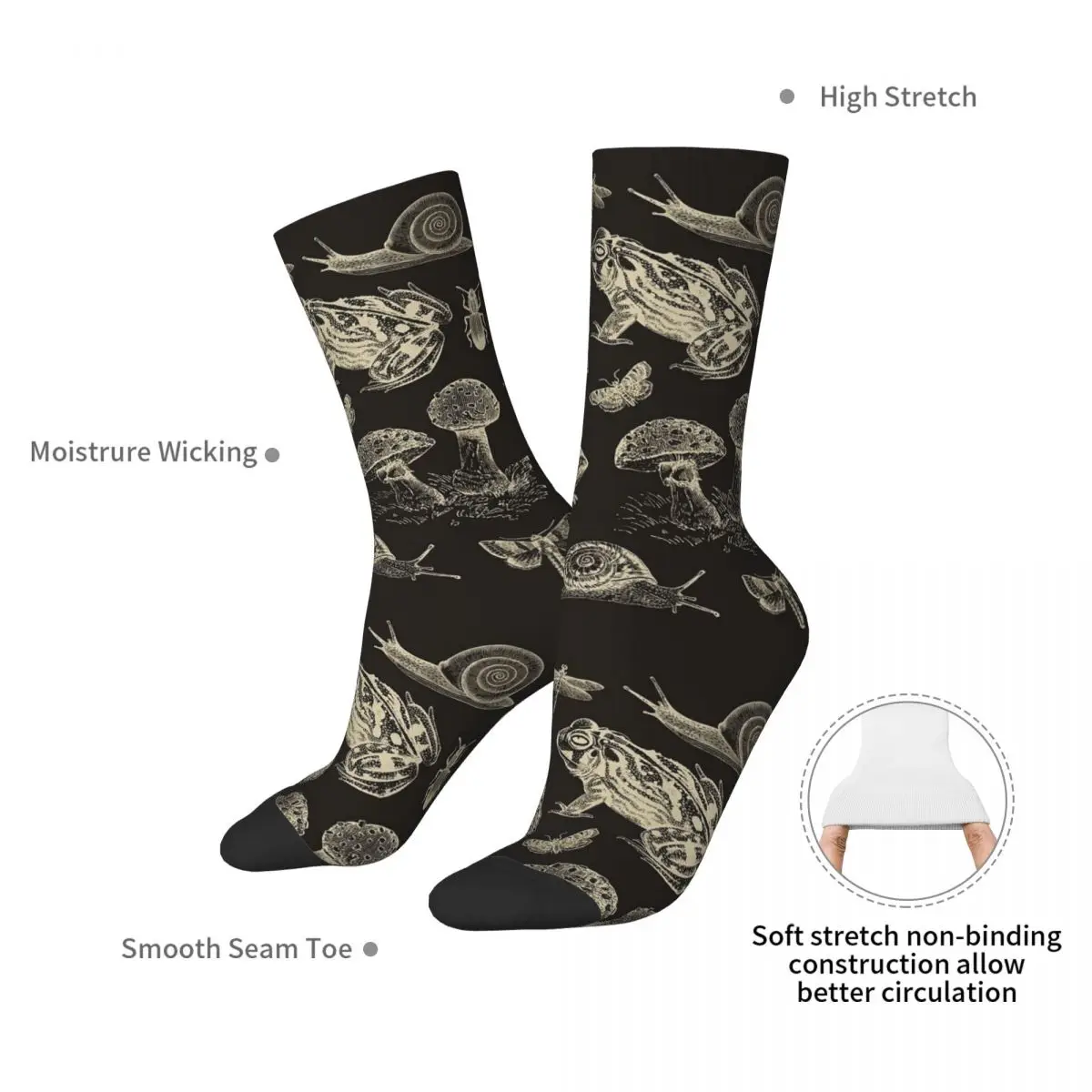 Frog, Mushroom, Snail, And Moth Socks Harajuku High Quality Stockings All Season Long Socks Accessories for Unisex Gifts