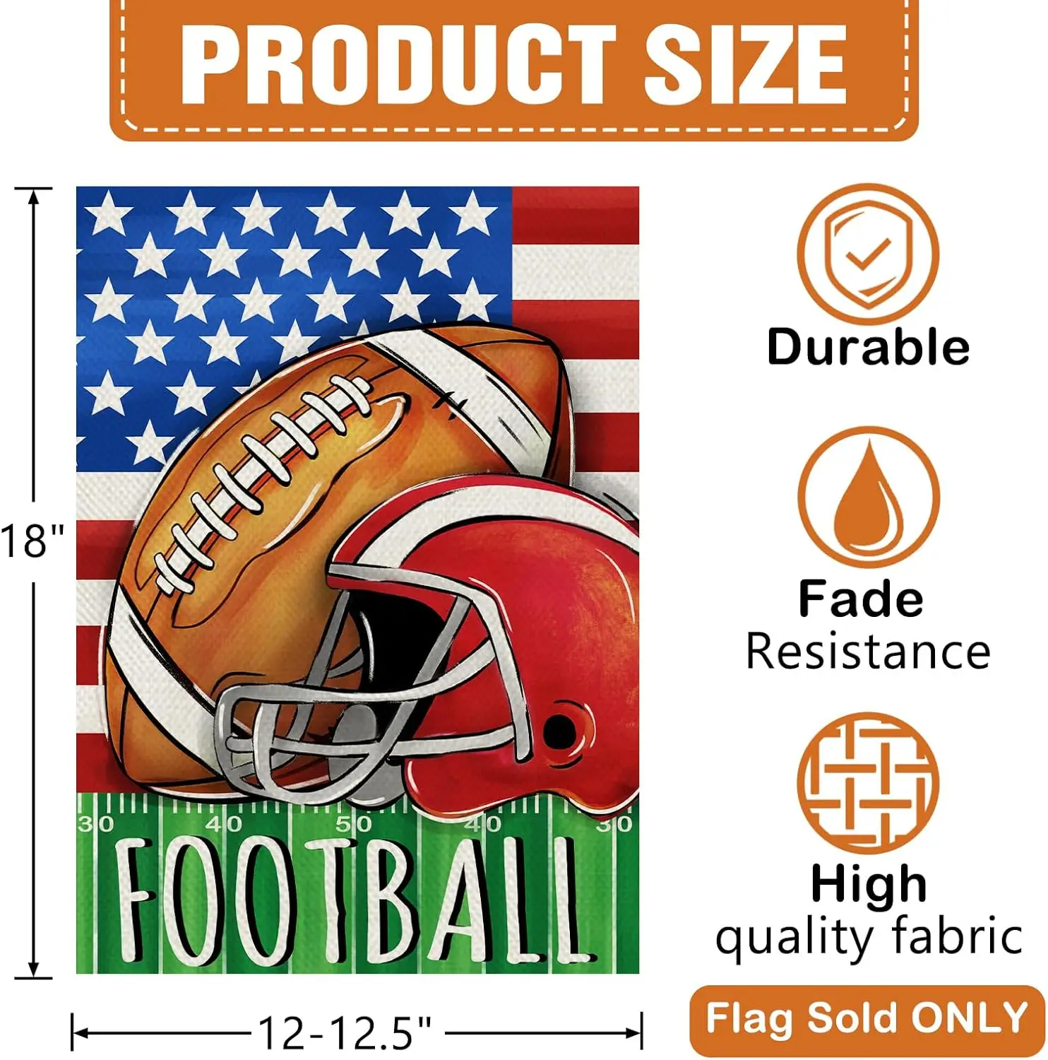 Dyrenson Fall Football Decorative Garden Flag, Autumn America Sports Game Day Yard Outside Home Decorations, Stars Stripes Seaso