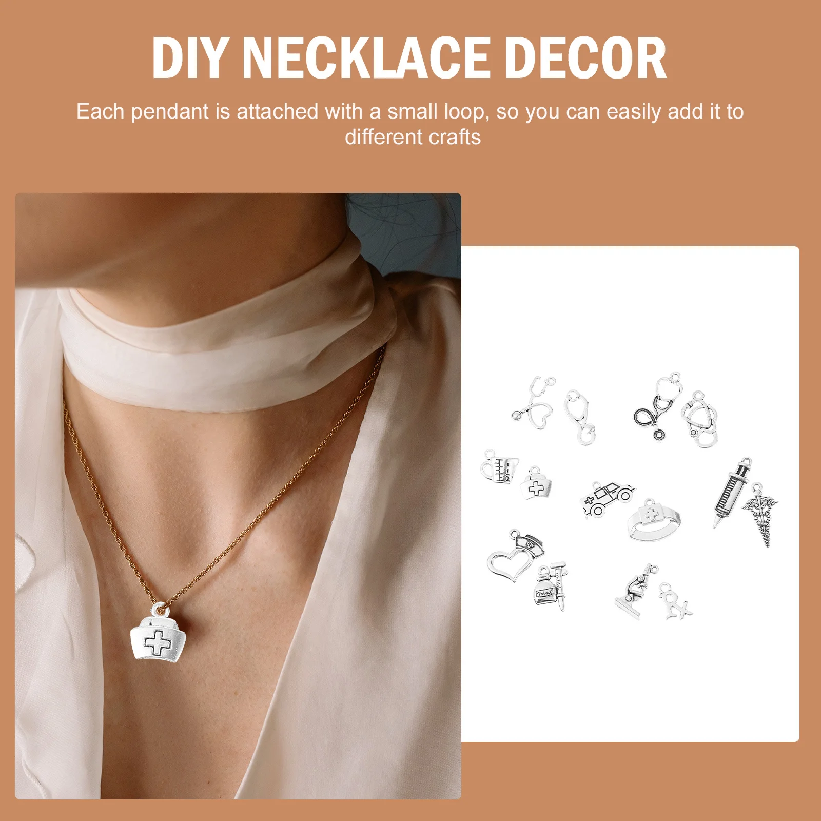 

112 pcs Alloy Jewelry Making Pendants Stethoscope Syringe Charms For Diy Necklace Bracelet Earring Keychain Decorative Supplies
