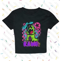 Gothic Y2K Style EMO girls T-Shirts Vintage Women Tees short Sleeve Punk Print Casual Crop Tops Female Graphic Crop Tops Summer