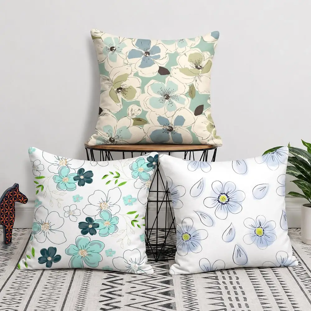 Simple Elegant Botanical Design Cushion Cover Soft Short Plush Pillow Cover Smooth Cozy Texture Cushion Case Home Decor