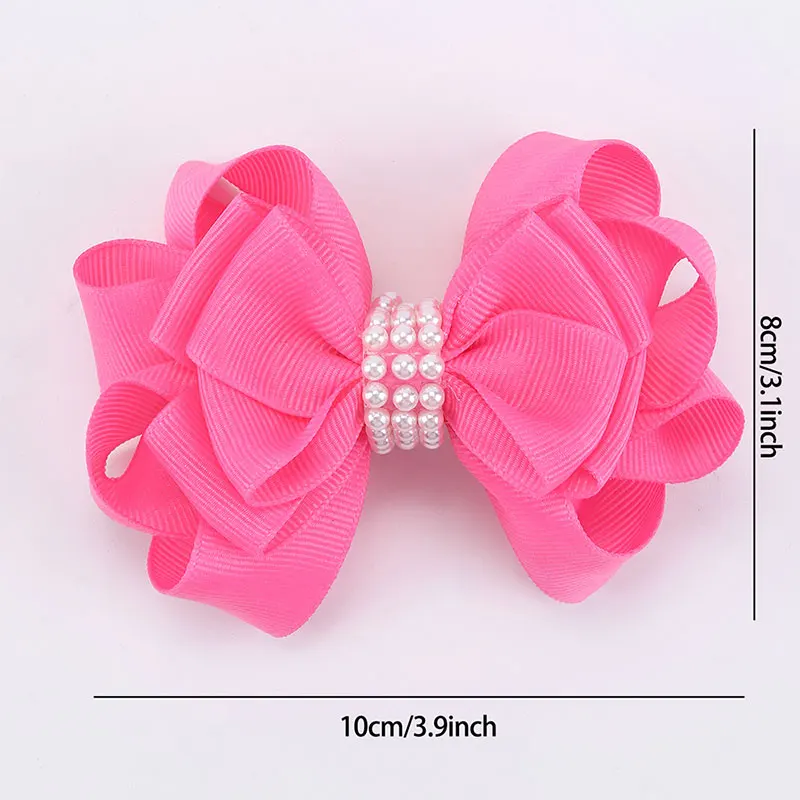 Sweet Ribbon Bowknot Hairpins Boutique Pearl Hair Bow Clips For Litter Girls Handmade Hairgrips Headwear Kids Hair Accessories