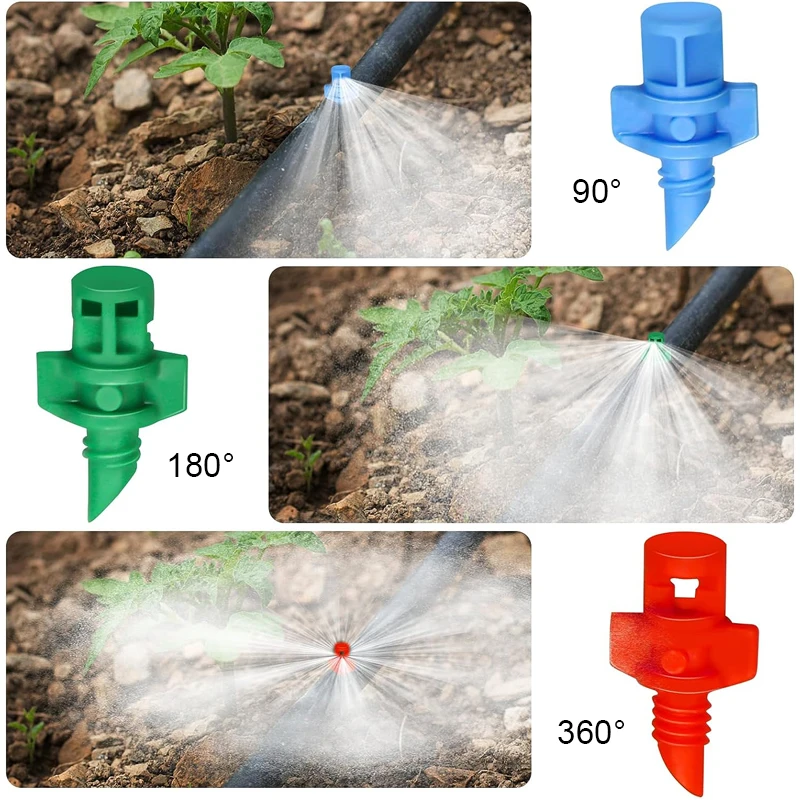 25/50/75pcs Refraction Nozzle Agriculture Irrigation Water Sprinkler 90 180 360Angle Sprayer Head Mist Sprayer for Greenhouse