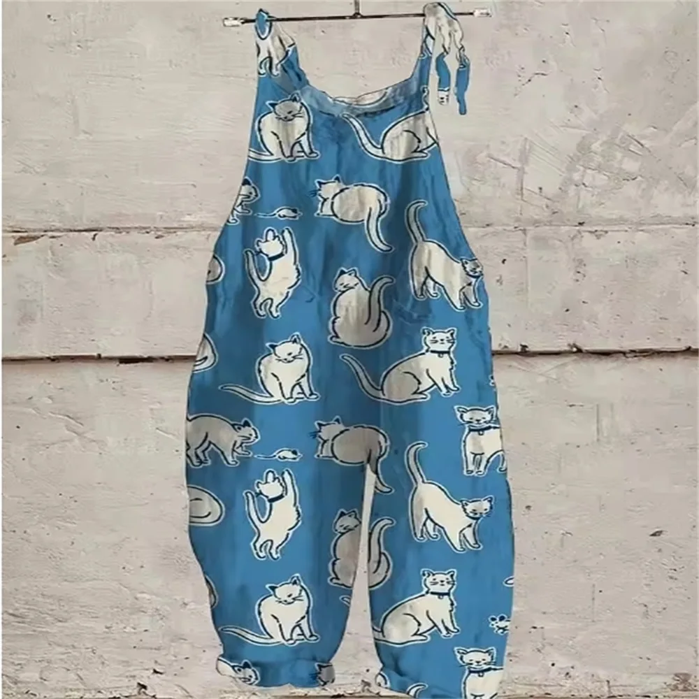 Summer everyday street style breathable one-piece pants, 3D sheep print, fashionable and cute loose one-piece pants