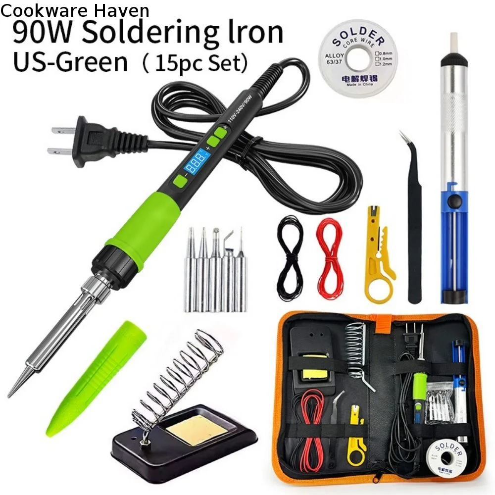 90W Electric Soldering Iron Welding Tool Kit EU/US/UK Plug Thermostatic Soldering Digital Display Soldering Iron Fast Heat Up