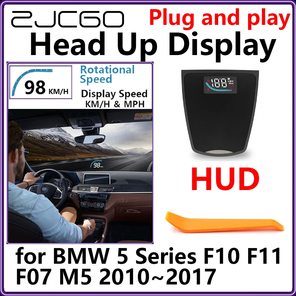 

ZJCGO Hidden HUD Head Up Display Car Projector Plug and Play Display Rotational Speed for BMW 5 Series F10 F11 F07 M5 2010~2017
