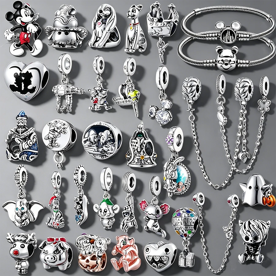 New 925 Sterling Silver Charms Fit Original Bracelet Mickey Mouse Stitch Nightmare Before Christmas Bead DIY Jewelry Gift