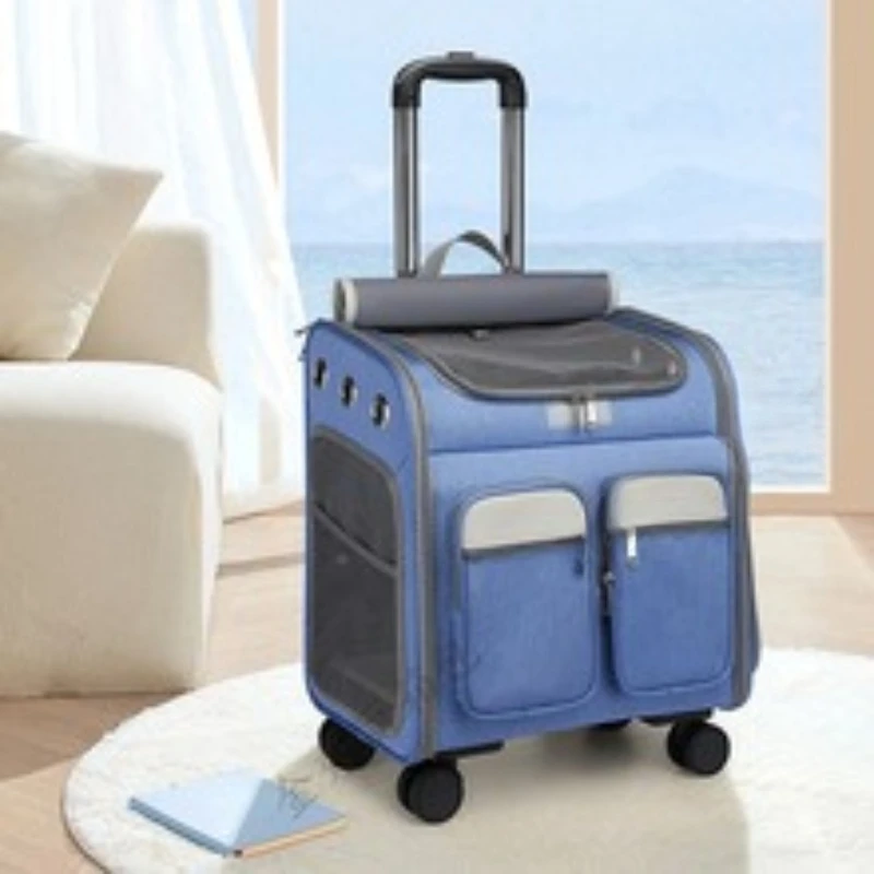 

Rolling Pet Carrier for Cats Dogs2-in-1Wheeled Travel Bag with Telescopic Handle Large Soft Sided TSA Approved Carrier with Mesh