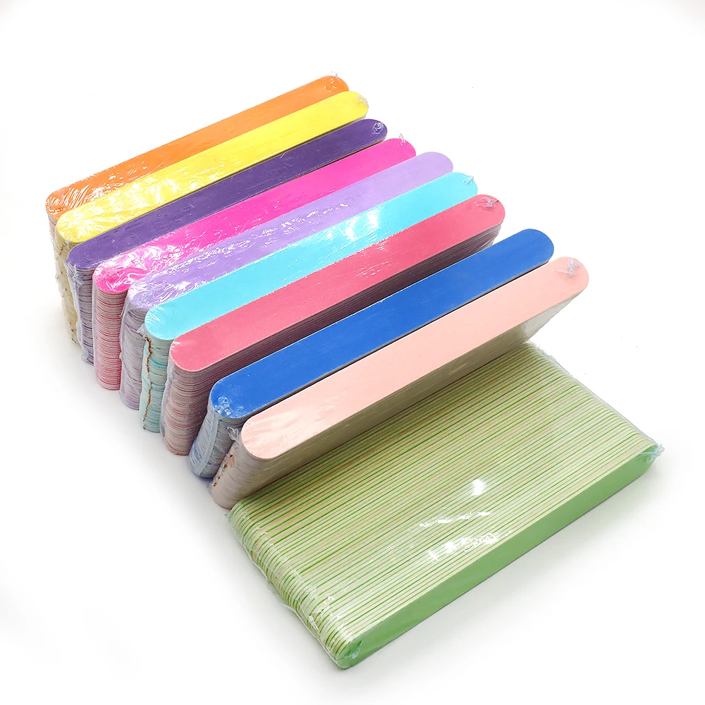50Pcs Nail Files Double Sided 100/180/240 Grit Professional Manicure Pedicure Tool Wood Nails File For Acrylic Gel Natural Nails
