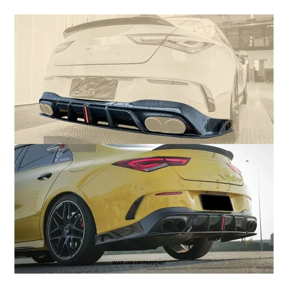 

For CLA45 forAMG W118 Carbon Fiber Rear Lip Exhaust Bumper Accessory-New Bolt-On Universal Fitment