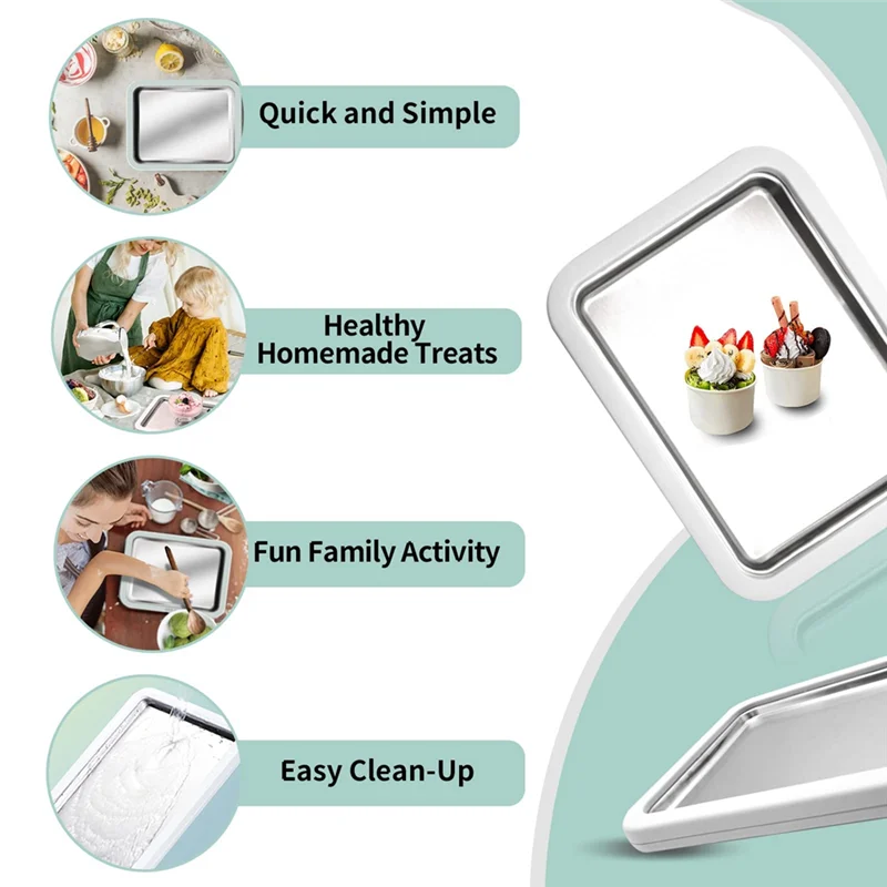 ماكينة صنع الآيس كريم المنزلية المدمجة من CKFAM، صينية ثلج مقلية من الفولاذ المقاوم للصدأ، صانع الزبادي المجمد، تصميم كهربائي