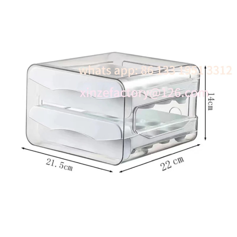 

Customizable 1pc Kitchen Egg Storage Box Refrigerator Fresh Plastic 2-Layer Drawer Type Large Capacity Storage Home Kitchen Orga