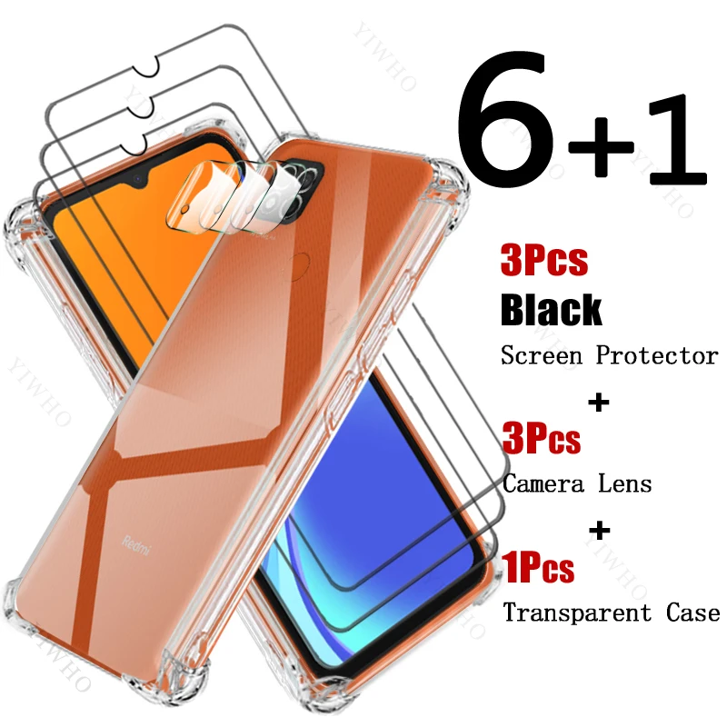 Tempered Glass Screen Protectors for Xiaomi Redmi 9C M2006C3MG Soft Silicone Shockproof Case Safety Camera Lens for Redmi 9 C HD