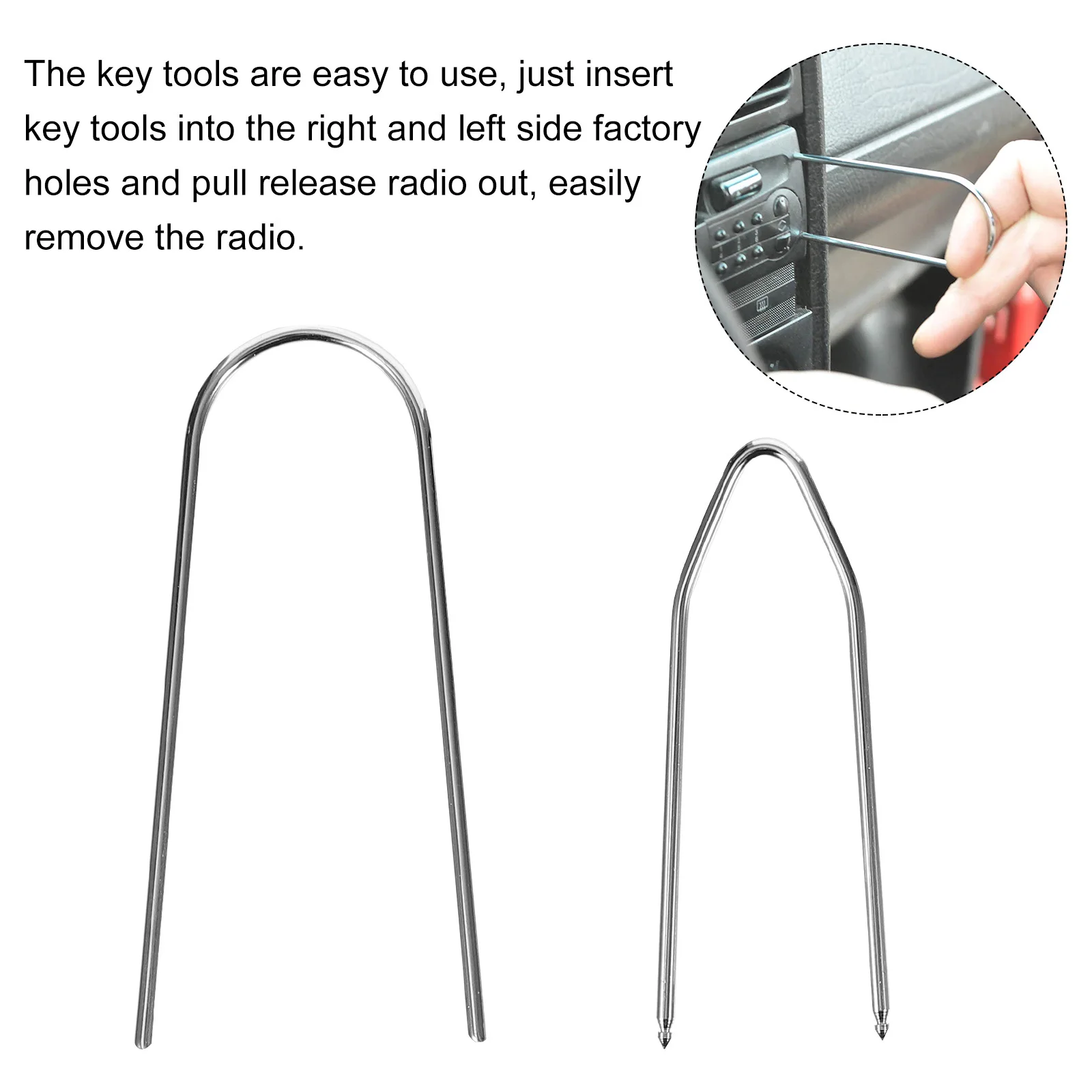 

6Pcs Car Radio Removal Keys Metal Disassembly Tool Easy Use Stereo Release Kit for Single Double Din Radio Units