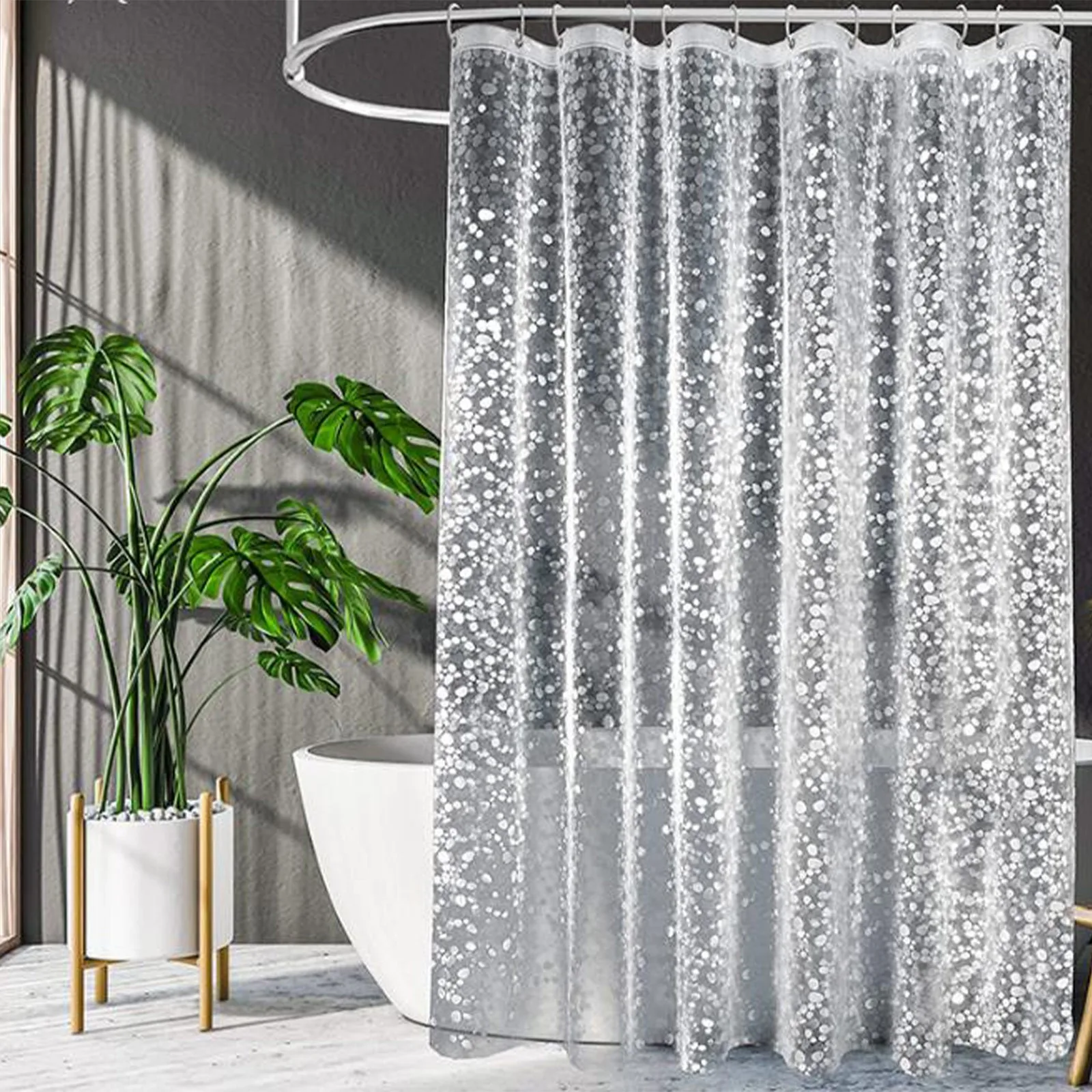 Pebble Shower Curtain Transparent Lining Waterproof Bathtub Bathing Cover Cobblestone Bathroom Bath Curtains Liner