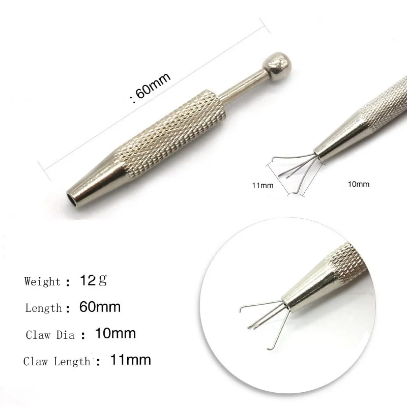 1Pc Surgical Steel Professional Push in Syringe Type Quad Prong Small Bead Holder Grab Ball Catcher Body Piercing Tool