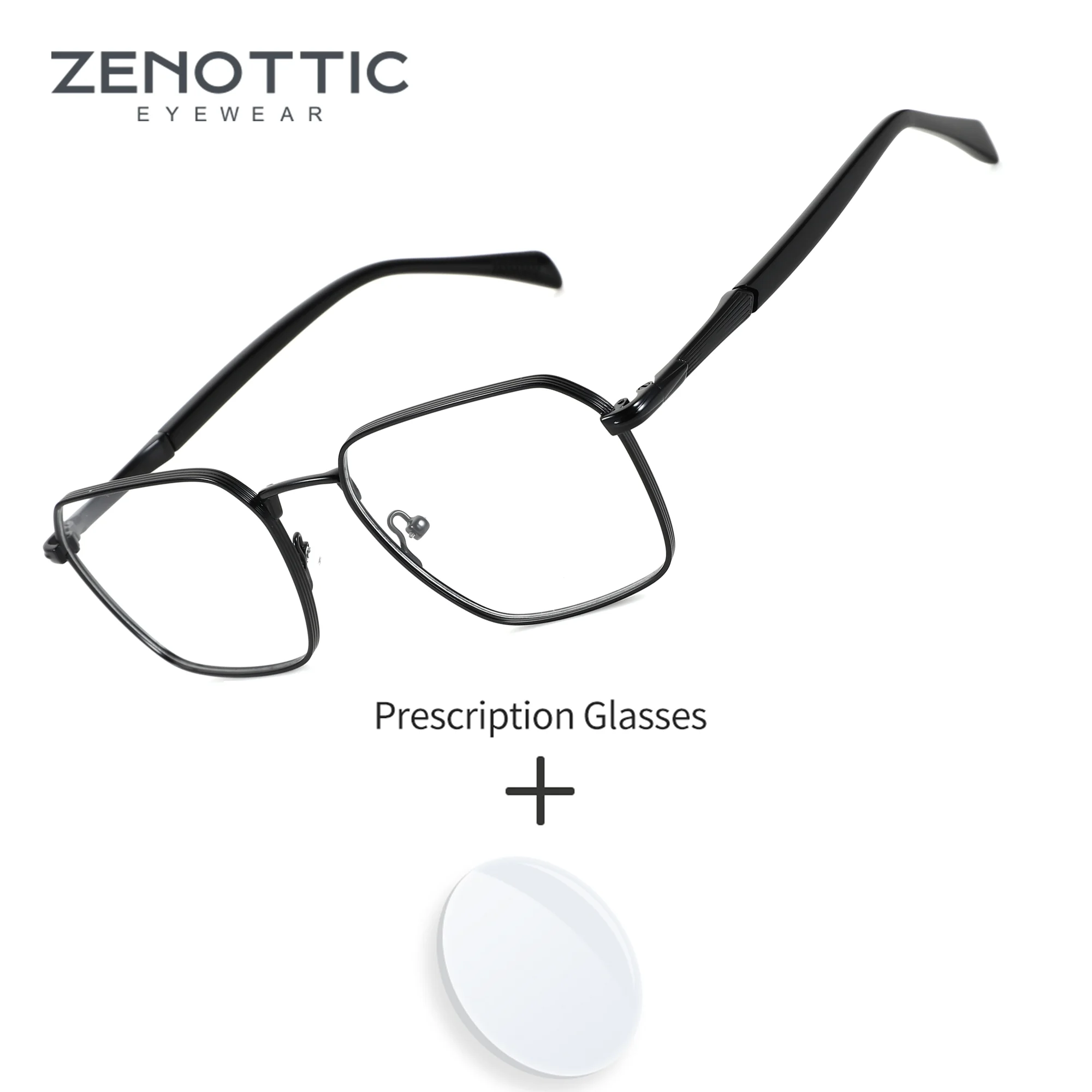 ZENOTTIC S Size Geometric Metal For Men Prescription Glasses Graduated Photochromic Anti Blue Light Daily Eyeglasses