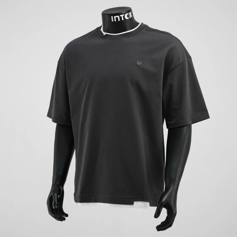 2025 Letnie wakacje Dwuczęściowy top z okrągłym dekoltem dla mężczyzn, luźny, swobodny, prosty, wszechstronny, modny T-shirt z krótkim rękawem