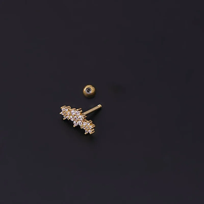 New Design 16G Stainless Steel CZ Dangle Cartilage Piercing Conch Tragus Helix Snug Screw Back Earring Stud Ear Jewelry