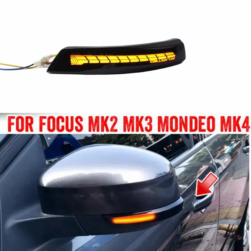 

2pcs Flowing Turn Signal Light LED Side Wing Rearview Mirror Dynamic Indicator Blinker for Ford Focus mk2 mk3 08-16 Mondeo mk4